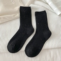 Calcetines de lana para mujer en negro con motas de colores y textura de punto acanalado - Talla única / Negro