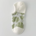 Calcetines invisibles de verano para mujer con flores verdes y malla transparente - Talla única / Flor Grande Matcha