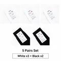 Set of 5 pairs of men's cotton crew socks in white and black with ribbed texture - White and Black