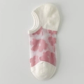 Fantasmini traspiranti in misto cotone con motivo floreale rosa su base bianca - Taglia unica / Fiore Grande Rosa Ciliegio