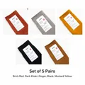 5-pack of men's ribbed cotton crew socks in brick red, beige, yellow, and black colors - Brick Red Deep Khaki Ginger Black And Ox Yellow