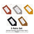 Pack de 5 pares de calcetines de algodón acanalado para hombre en rojo, beige y negro - Rojo Ladrillo Caqui Oscuro Jengibre Negro Y Amarillo Buey