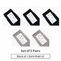 Set of 5 minimalist cotton socks in black and dark beige featuring a vertical ribbed pattern - Black And Deep Khaki