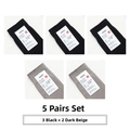 Pack de 5 pares de calcetines de algodón en negro y beige oscuro con diseño de canalé vertical - Negro Y Caqui Oscuro