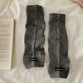 Dark grey ribbed knit leg warmers for women with branded label on minimalist background - One Size / Dark Gray