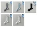 5er-Pack süße japanische Socken mit Rippenmuster in Hellgrau, Milchblau, Schwarz und Weiß - 5er Pack (Hellgrau+Babyblau+Schwarz+Weiß x2)