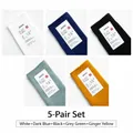 5-pack of men's ribbed cotton crew socks in white, blue, black, green, and yellow - White Purple Blue Black Gray Green And Ginger
