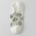 Fantasmini giapponesi in mesh trasparente con tallone bianco e motivo floreale verde - Taglia unica / Fiore Piccolo Matcha