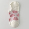 Calzini invisibili da donna color crema con motivi floreali rosa trasparenti - Taglia unica / Fiore Piccolo Rosa Ciliegio