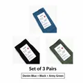 3er-Pack Vintage-Baumwollsocken in Jeansblau, Schwarz und Armee-Grün gestreift - Denimblau Schwarz Und Armeegrün