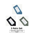Pack de 3 calcetines de algodón vintage en azul denim, negro y verde militar - Azul Denim Negro Y Verde Militar