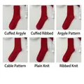 Lot de 6 paires de chaussettes festives rouges en coton avec divers motifs tricotés - Lot de 6 Paires (Comprend 6 Motifs)