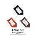 Pack de 3 pares de calcetines de algodón acanalado para hombre en negro, rojo ladrillo y café - Negro Rojo Ladrillo Y Café