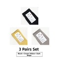 Pack de 3 pares de calcetines de algodón acanalado en negro, crema y caqui oscuro - Negro Amarillo Crema Y Caqui Oscuro