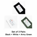 Set aus 3 Baumwollsocken für Herren in Schwarz, Weiß und Militärgrün-Farben - Schwarz Weiß Und Armeegrün
