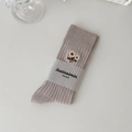 Calze in cotone a coste beige con ricamo a margherita in stile giapponese dolce - Tè al latte