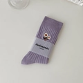 Calze di cotone lavanda con ricamo a margherita e confezione del marchio - Glicine