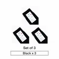 Set mit 3 Paar schwarze Baumwollsocken für Herren mit weißem Logo im japanischen Stil - Schwarz