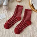 Classic red and white striped mid-calf wool socks for Christmas and New Year festive wear - Striped