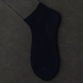 Men's breathable navy silk business ankle sock with fine ribbed cuff detailing - One Size / Navy Blue