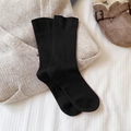Women black ribbed cotton slouch socks featuring decorative logo print for autumn fashion - One Size / Black