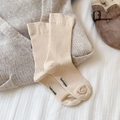 Ribbed knit cotton crew socks in warm cream beige featuring a soft slouchy fit - One Size / Beige