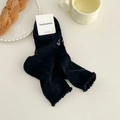 Schwarze Socken aus gekämmter Baumwolle mit eleganter Rüsche und weißem Markenschild - Schwarz