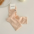Pfirsichfarbene Socken aus gekämmter Baumwolle mit Lochmuster und Wellenkante - Milchiges Rosa