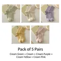 Pack de 5 pares de calcetines de algodón acanalado en tonos pastel verde crema y rosa - Verde+Crema+Morado+Amarillo+Rosa (5 Pares)