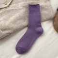 Calze spesse in cotone viola per l'inverno con un design a coste tinta unita - Taglia unica / Glicine