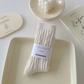 Chic cream white cable knit thermal socks in minimalist gift packaging set - One Size / Cream