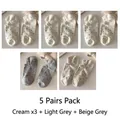 Set da 5 paia di calzini invisibili da donna a pois in crema, grigio e beige - 5 Paia / Crema*3/Grigio Chiaro*1/Grigio Beige*1
