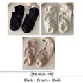 Set di 3 paia di calzini invisibili a pois nei colori nero, crema e kaki chiaro - Confezione da 3 Paia / Nero/Crema/Khaki