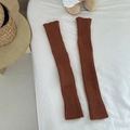 Chunky knit leg warmers in dark brown with ribbed texture for a cozy winter style - One Size / Orange Brown