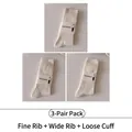 Three-pack cream vertical stripe mid-calf socks with ribbed texture for daily wear - 3 Pairs - Fine Rib+Coarse Rib+Loose