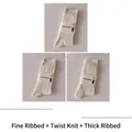 Three-pack of cream white crew socks featuring vertical stripes and cable knit patterns - 3 Pairs - Fine Rib+Twist+Coarse Rib