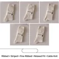 Set of 5 cream cotton crew socks with mixed knit patterns and ribbed textures - 5 Pairs - Mixed Set A