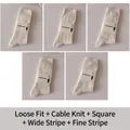 5-pack cream-colored crew socks for women with assorted textures including cable and rib knit - 5 Pairs - Mixed Set D