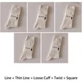 Five-pair set of cream white crew socks featuring varied knit patterns and textures - 5 Pairs - Mixed Set F