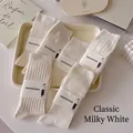 Classic cream cotton slouch socks for women in a 6-pair set featuring varied knit textures - 6 Pairs - One of Each Style