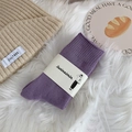 Calze spesse viola in cotone da donna con confezione in carta dal design minimalista - Taglia unica / Glicine