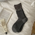Calze in cotone lavorato a maglia grigio scuro con strisce marroni e bottone - Taglia unica / grigio scuro