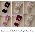 6-pack of ribbed knit socks with ruffle trim in black, cream, pink, and purple tones - 6 Pairs (Black+Cream+Baby Pink+Pink Purple+Dark Purple+Beige)