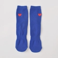 Chaussettes hautes bleu marine avec broderie cœur rouge et bords côtes style preppy - Bleu