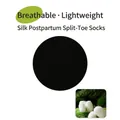 Black silk split-toe maternity socks with breathable and soft fabric texture - One Size / Black