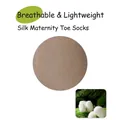 Brown silk tabi socks with breathable ribbed texture and natural cocoon fiber details - One Size / Khaki