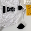 Calze Lolita trasparenti bianche stile giapponese con motivo orso nero e finiture a contrasto - Nero