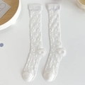 Chaussettes blanches Lolita style japonais avec motifs de cerises tricotés pour femme - Blanc