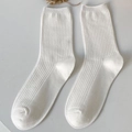 Calze a metà polpaccio bianche in cotone a nido d'ape con trama a costine da donna - Bianco