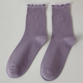 Calcetines de algodón morados de media caña con bordes de volantes y punto elástico - Violeta Claro